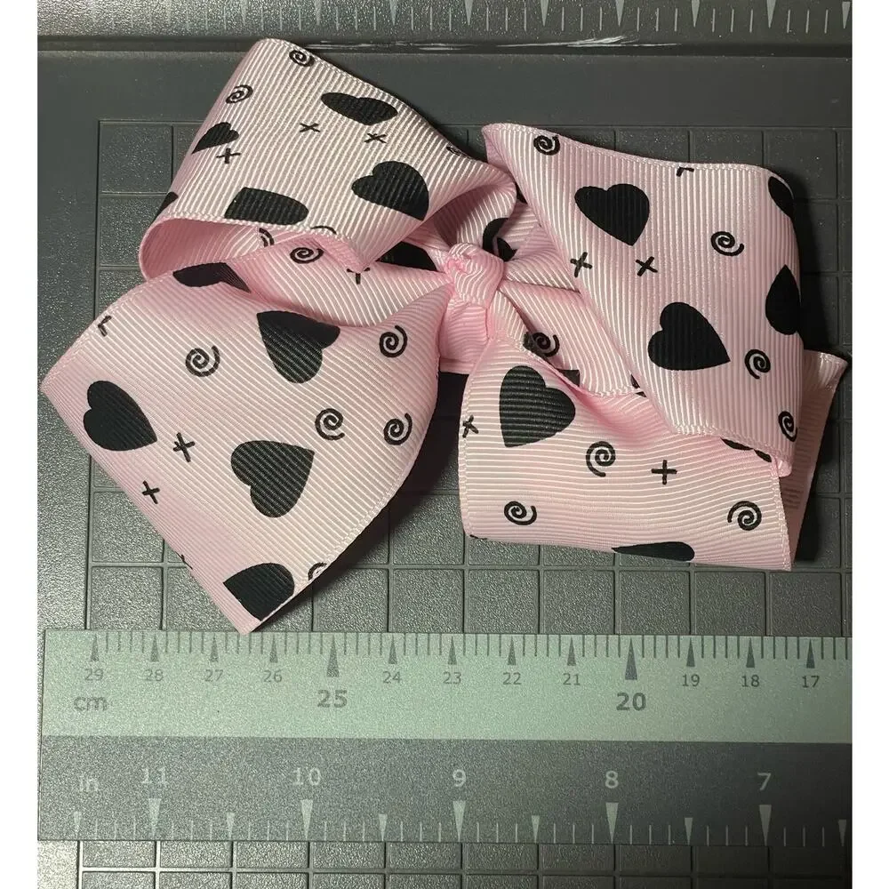 Toddler heart hair clips- Set of 5 pink bows